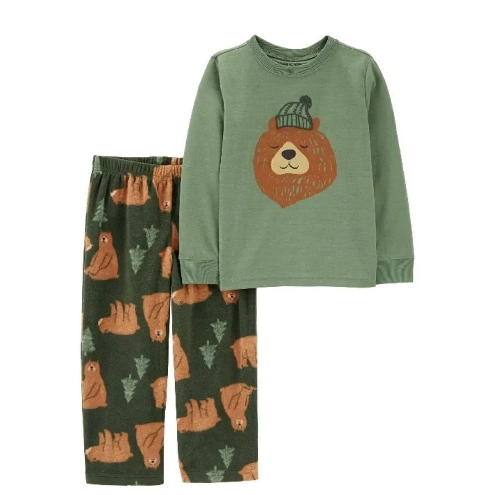 Baby Long Sleeve Bear Forest Print Pajama Lounge 2-Piece Set Size 18M